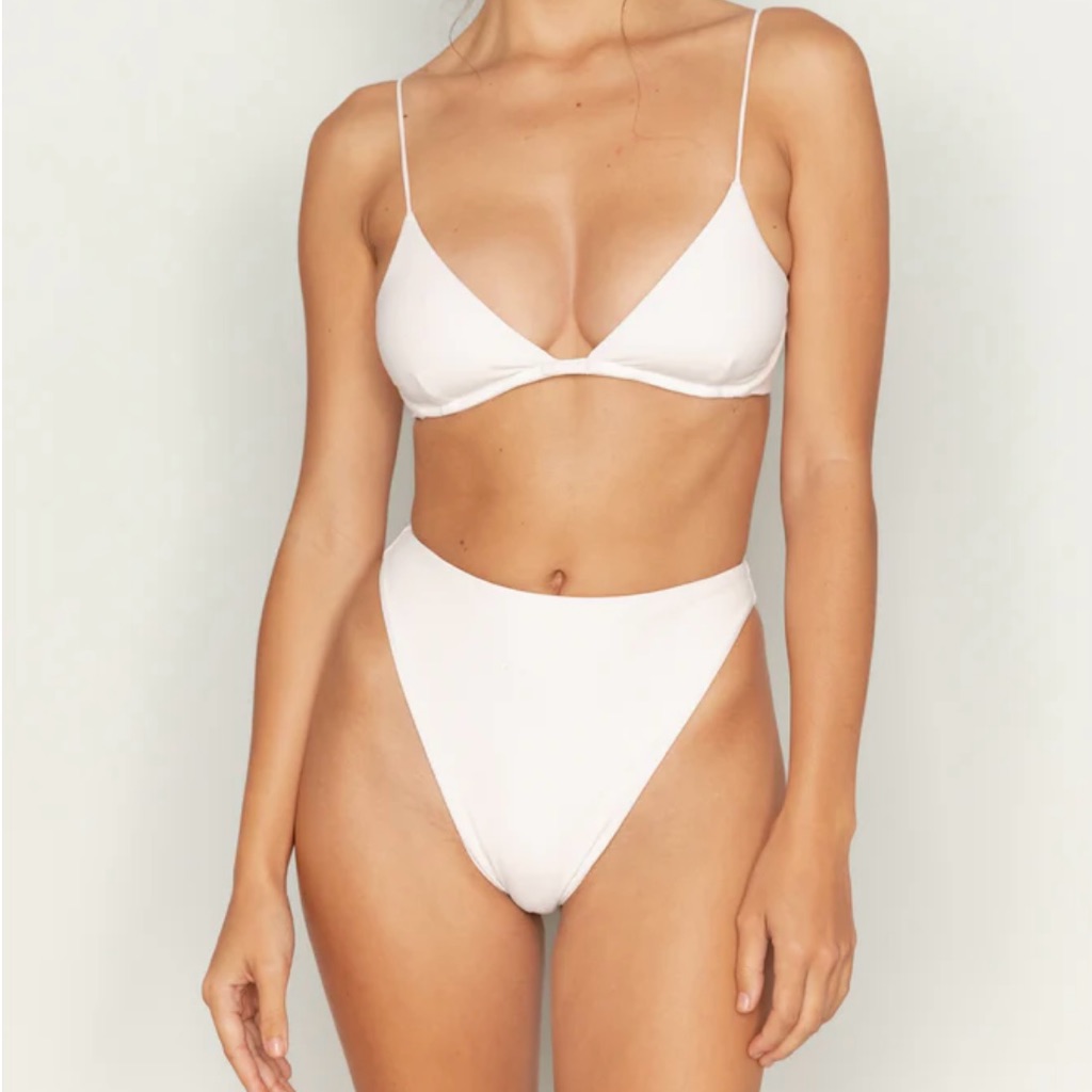Aila Blue Eco White Rib Top